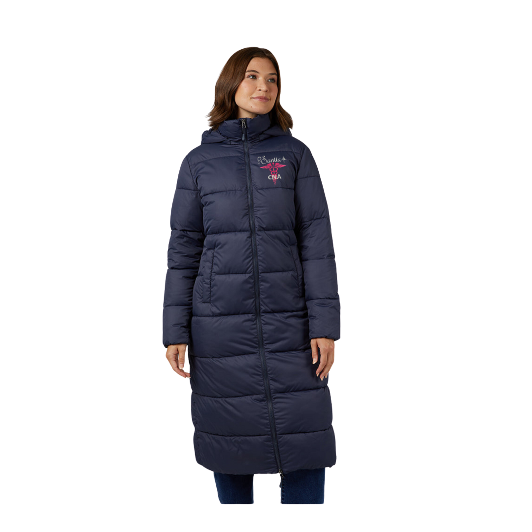 HOODED Embroidered CNA Puffer LONG Custom COAT