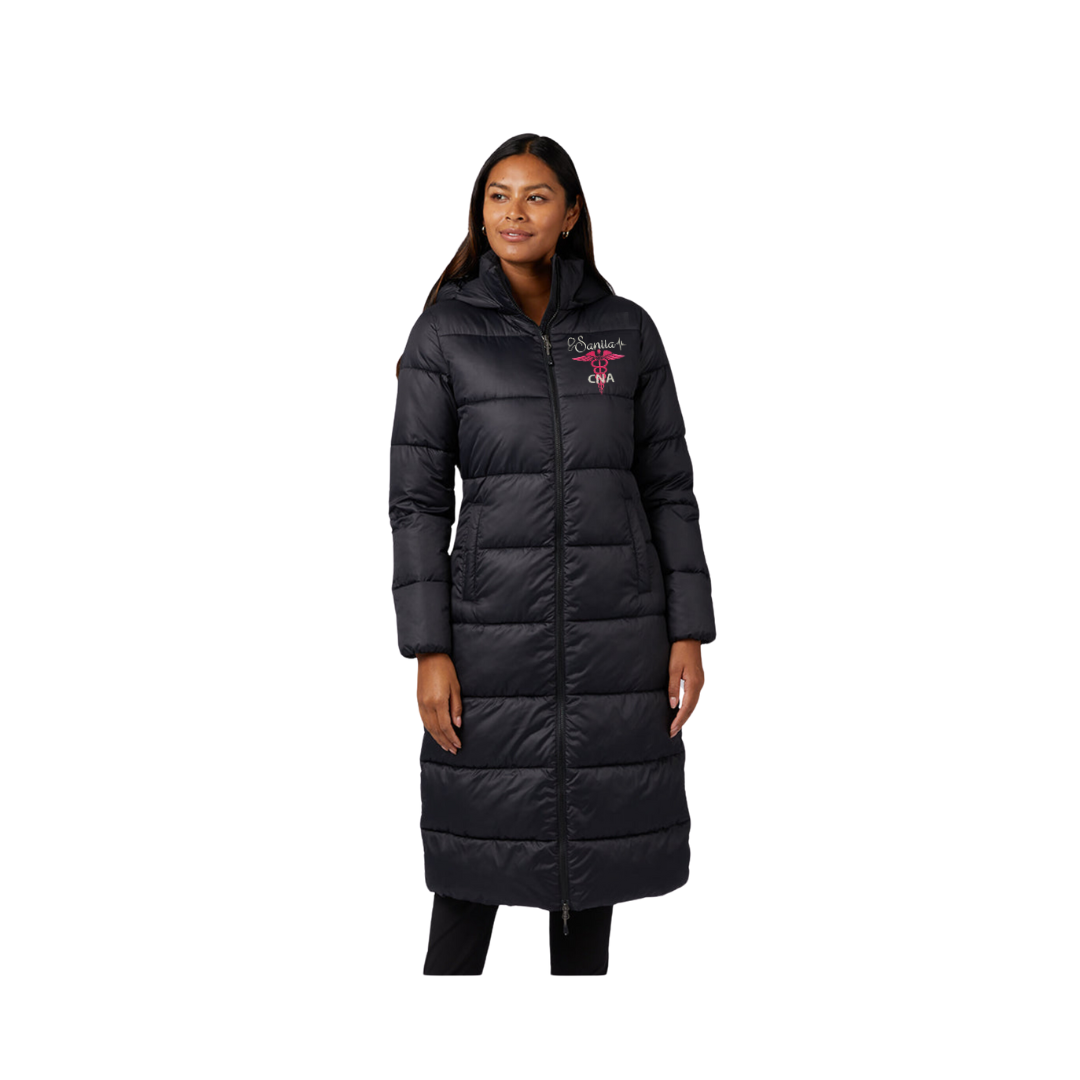 HOODED Embroidered CNA Puffer LONG Custom COAT