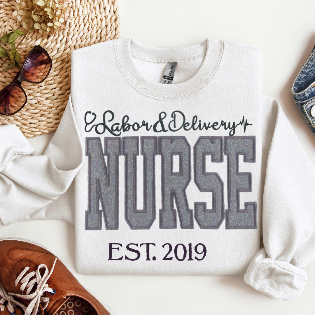Grey Glitter L&D Nurse Hoodie