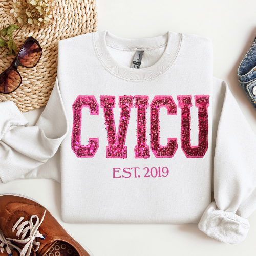 Sequin Glitter CVICU Embroidery Sweatshirt