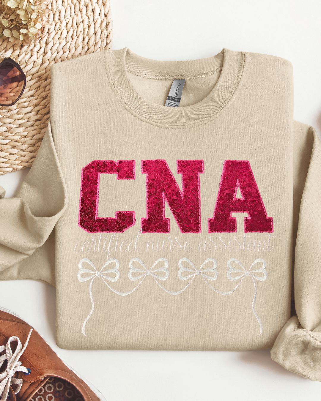 Sequin CNA Embroidery Bow