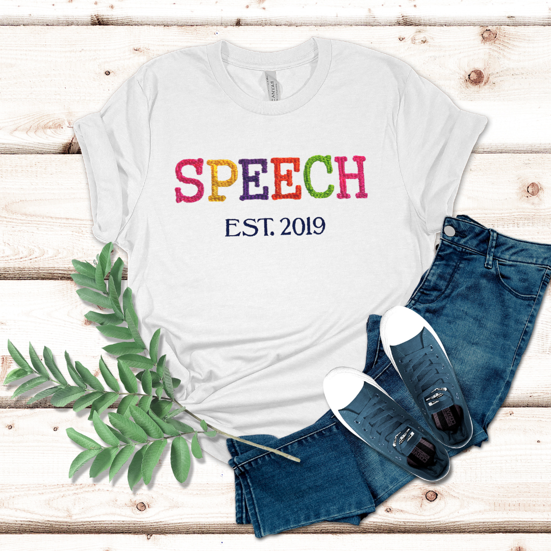 Colorful Speech Therapy Embroidery T-shirt
