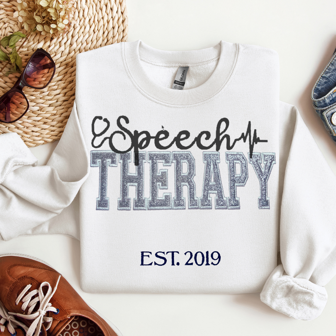 Glitter Speech Therapy Embroidery Sweatshirt