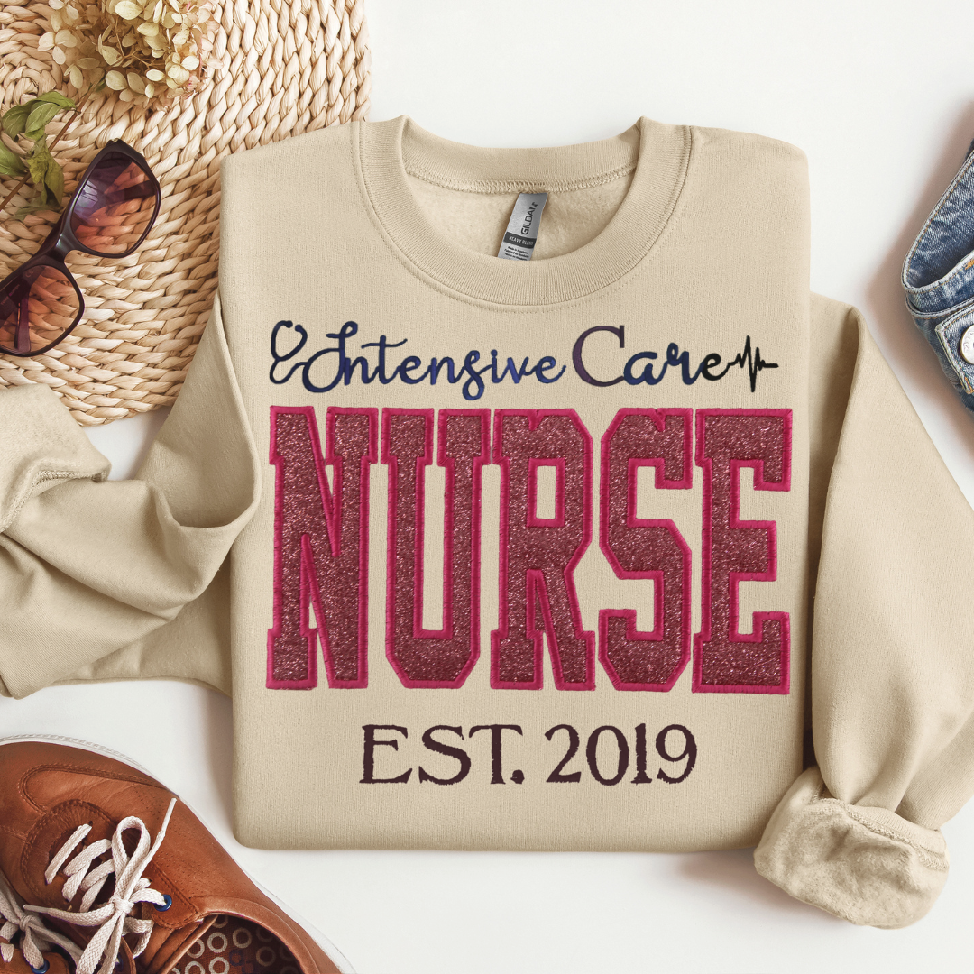 Pink Glitter Intensive Care Nurse Hoodie