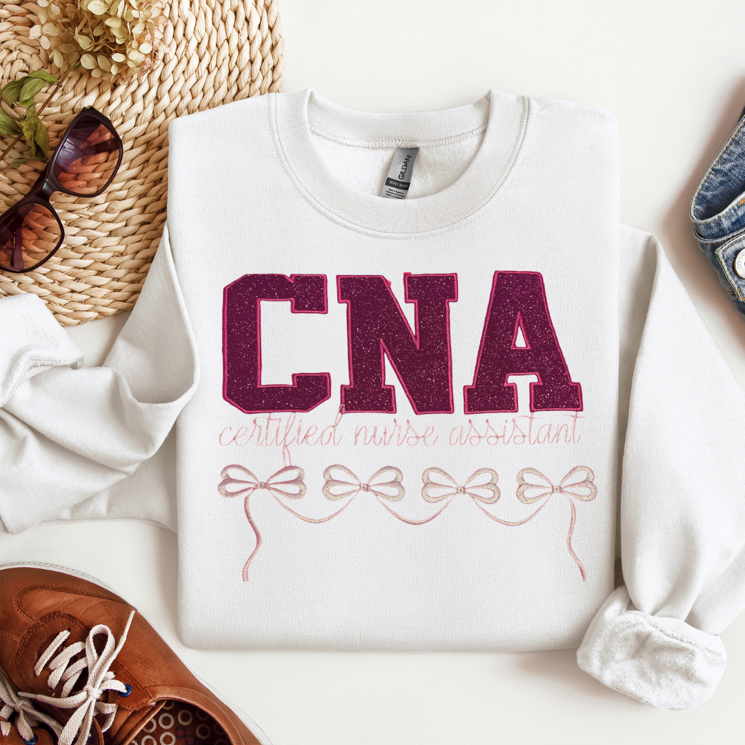 Glitter Bow CNA Crewneck