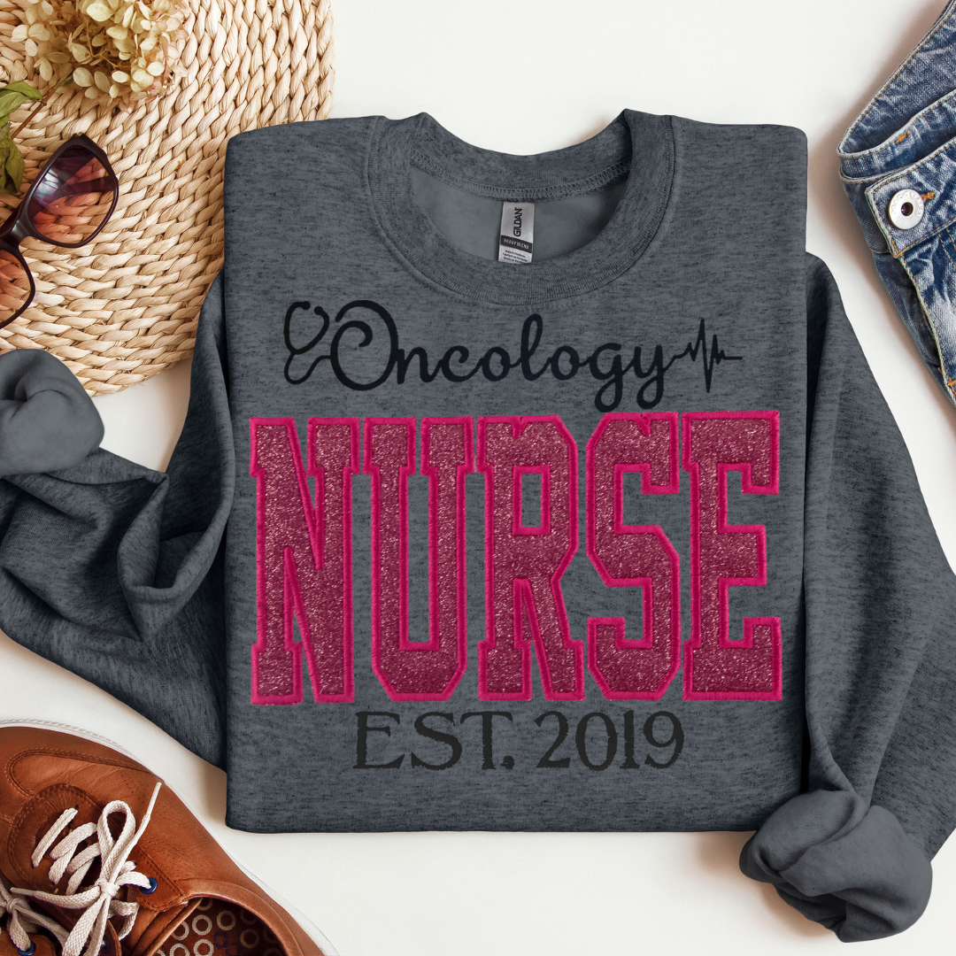 Pink Glitter Oncology Nurse Hoodie