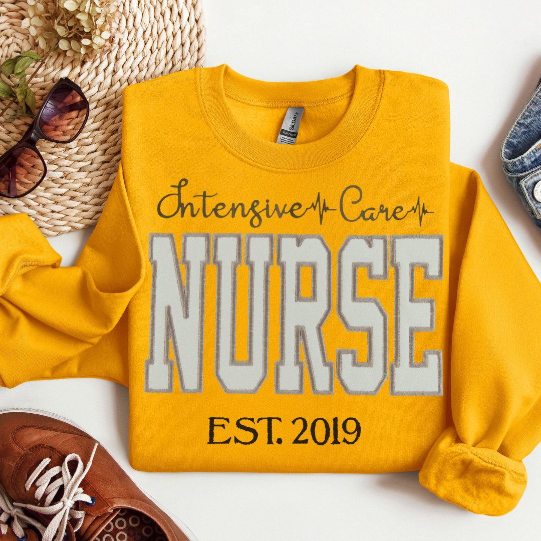 White Glitter ICU Nurse Hoodie