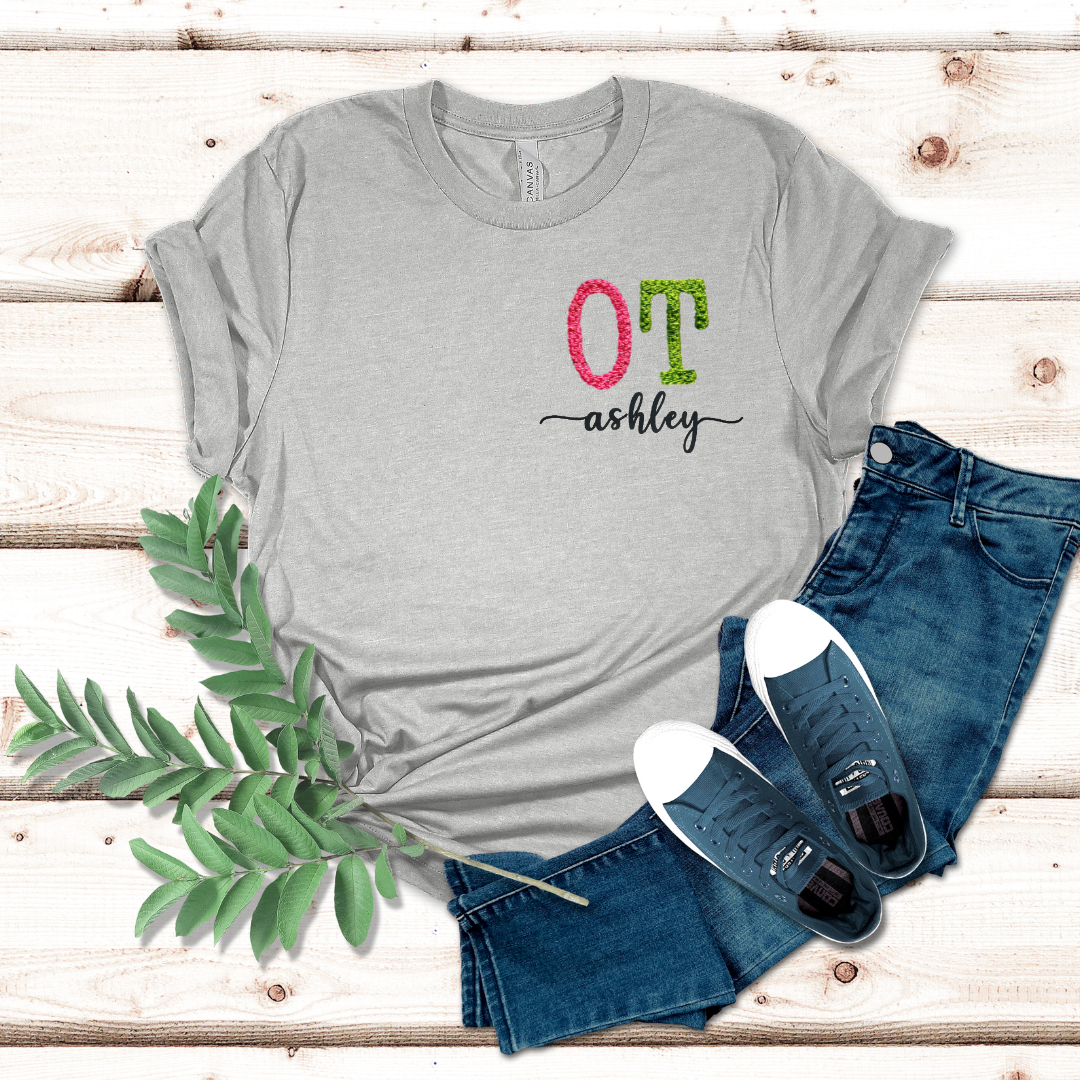 Occupational Therapy Name Embroidery T-shirt