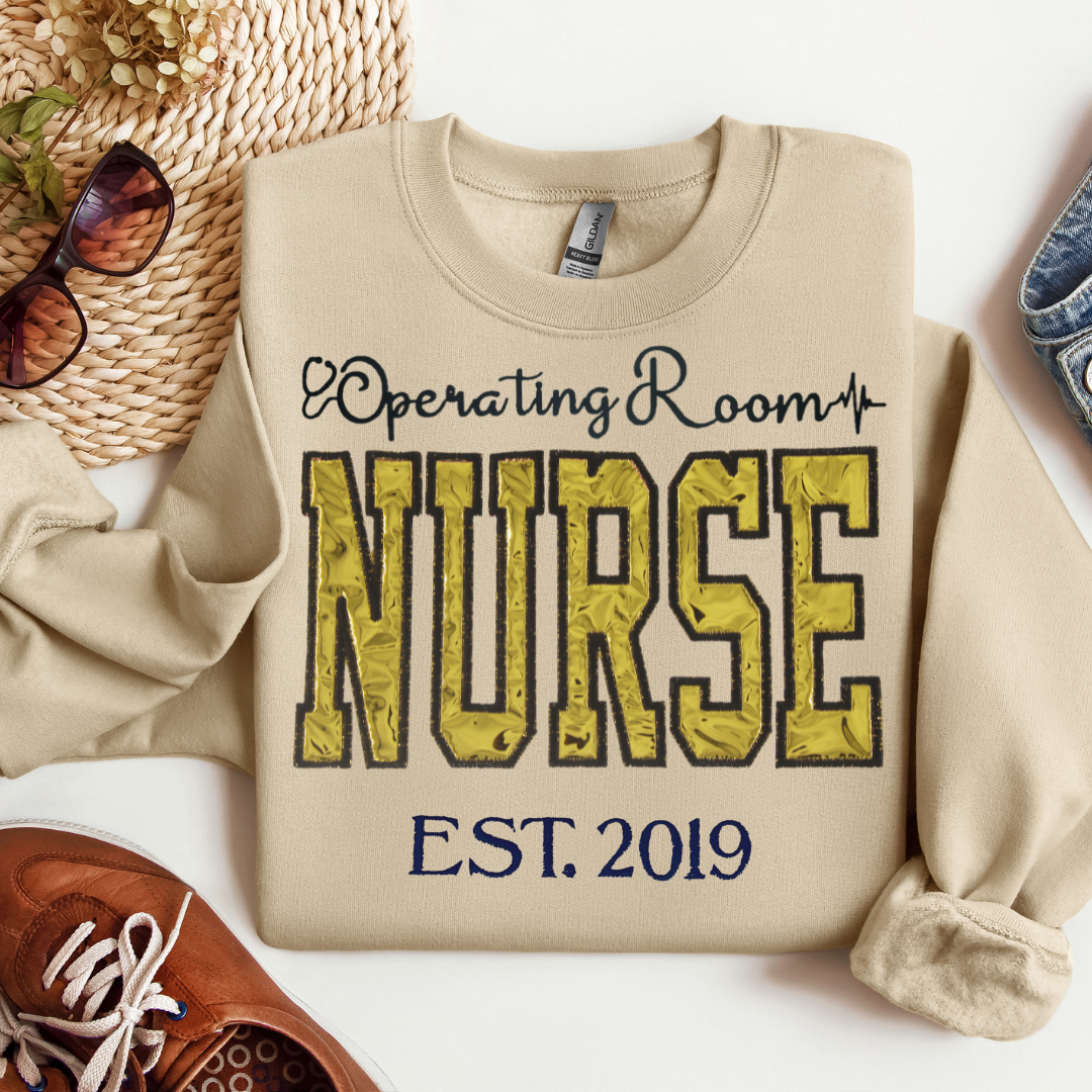 Gold Metallic OR Nurse Crewneck