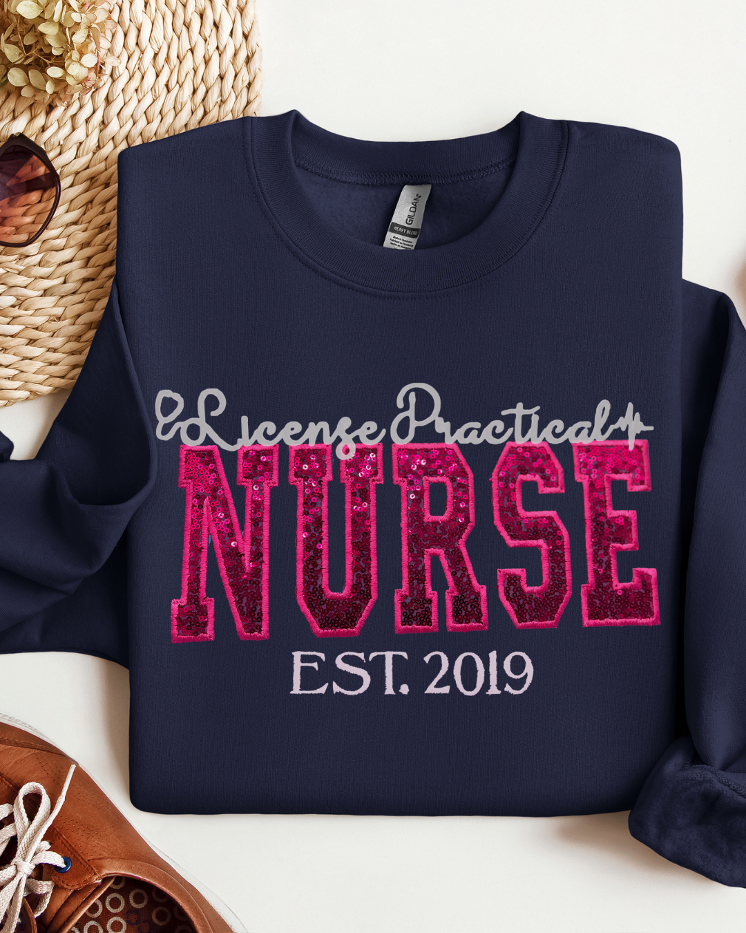 Sequin Glitter LPN Nurse Crewneck