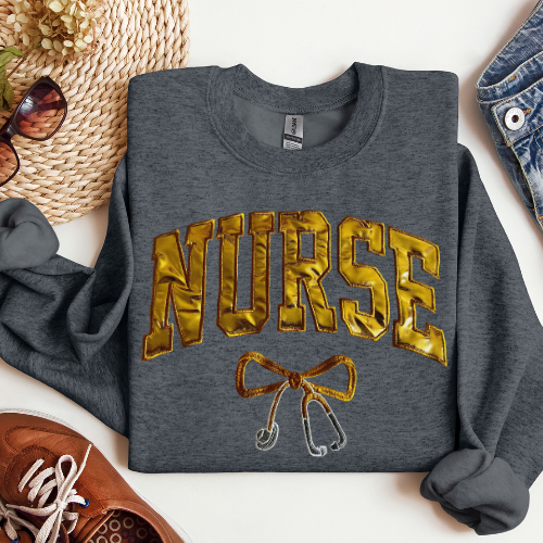 Gold Metallic Embroidery Crewneck