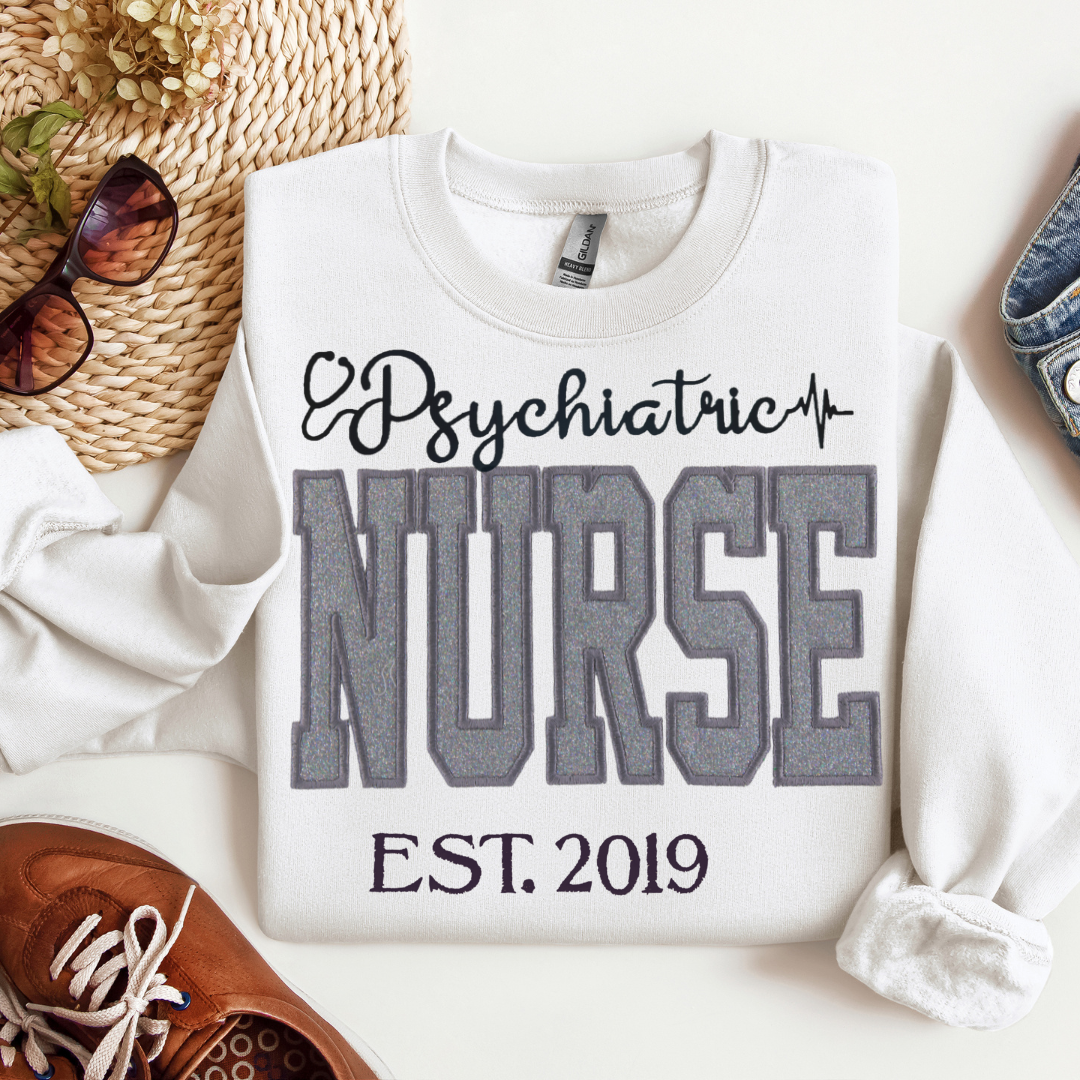 Grey Glitter Psych Nurse Hoodie