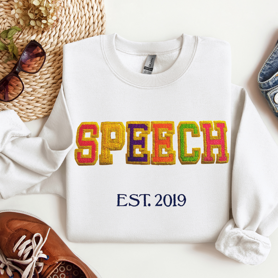 Faux Chenille Speech Therapy Sweatshirt