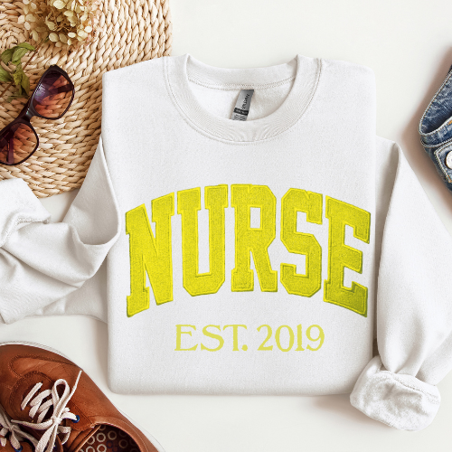 Yellow Nurse Embroidery Crewneck