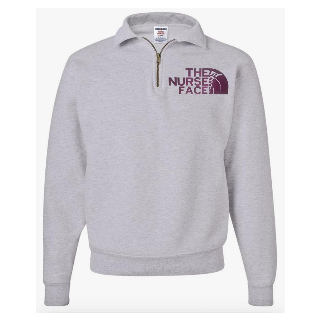Embroidered NurseFACE 1/4 Zip Sweatshirt