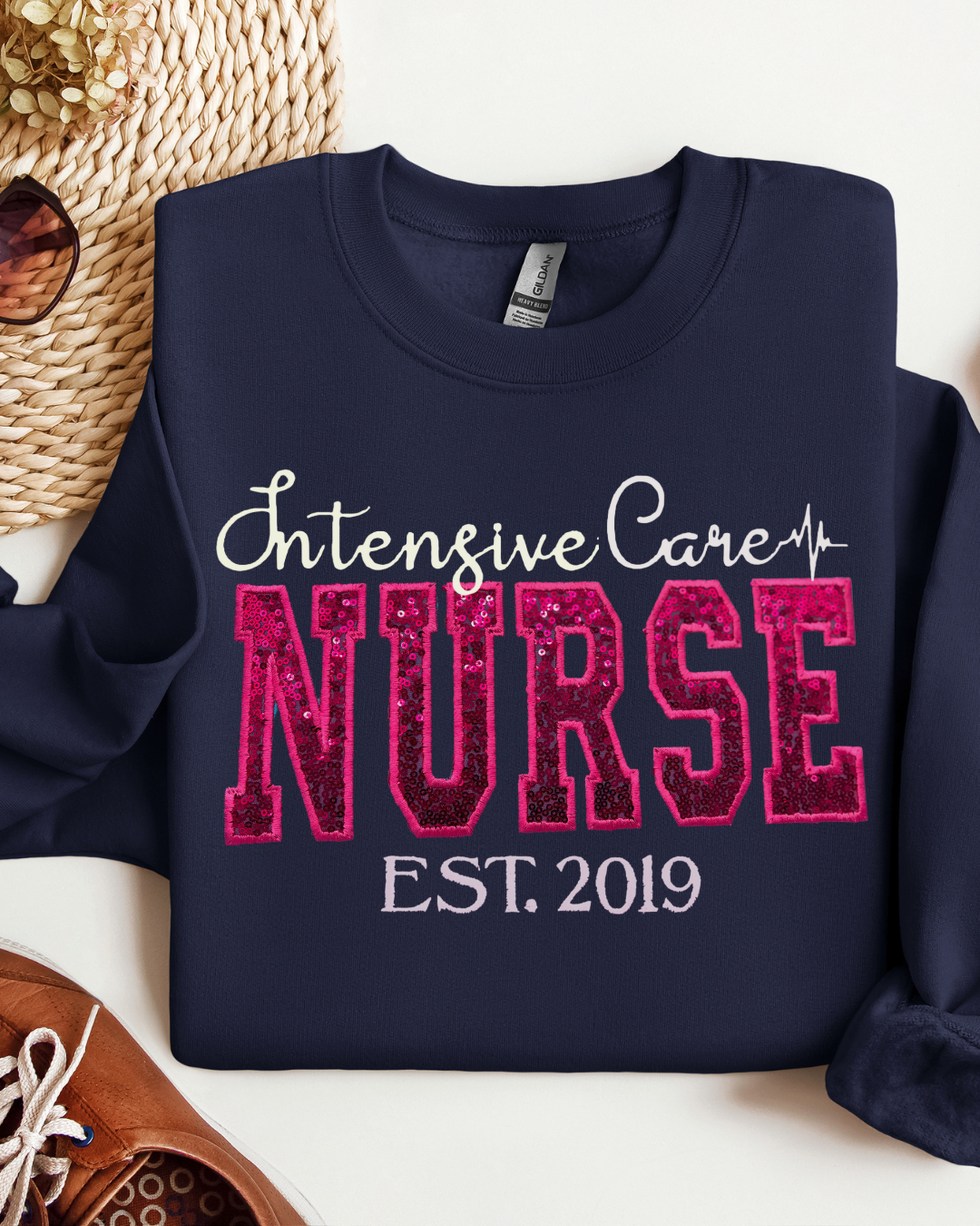 Sequin Glitter Intensive Nurse Crewneck