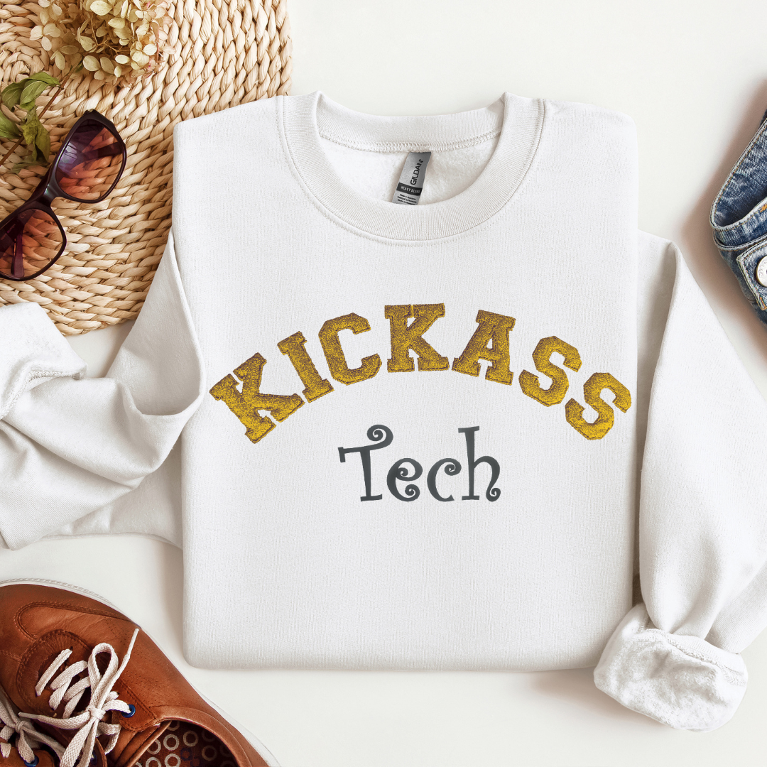 Kickass Glitter Nurse Tech Crewneck