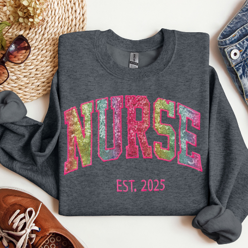 Sequin Rainbow Nurse Sweatshirt