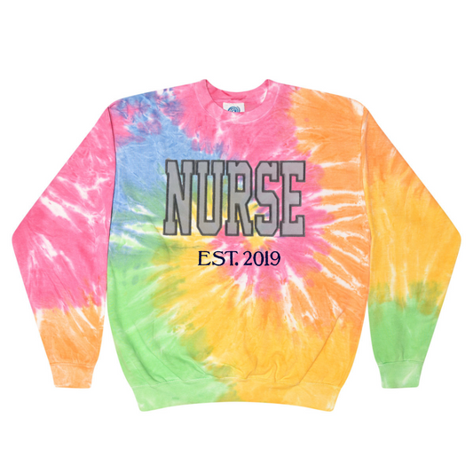 Gold Nurse Glitter Tie Dye Sweatshirt