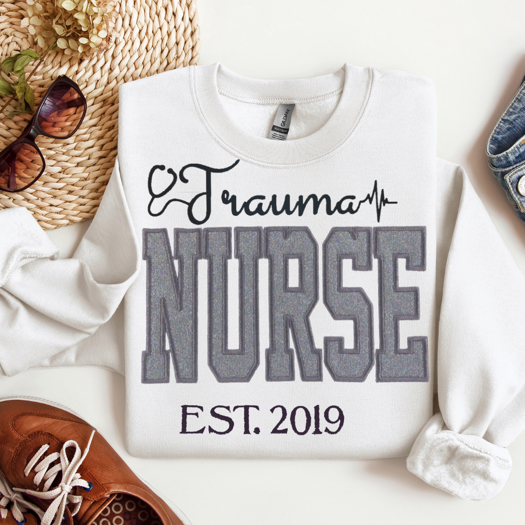 Grey Glitter Trauma Nurse Hoodie