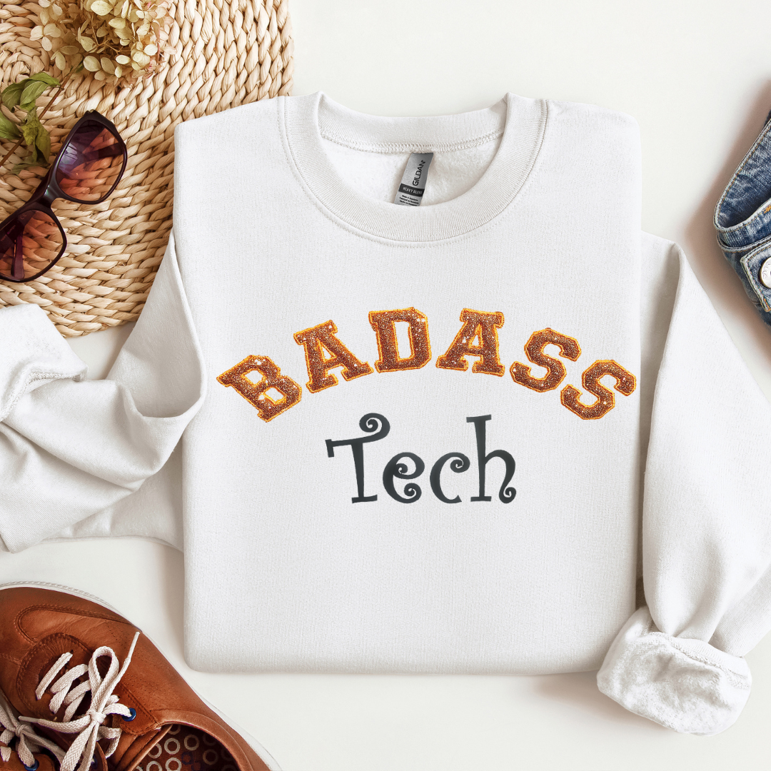 Badass Glitter Nurse Tech Crewneck