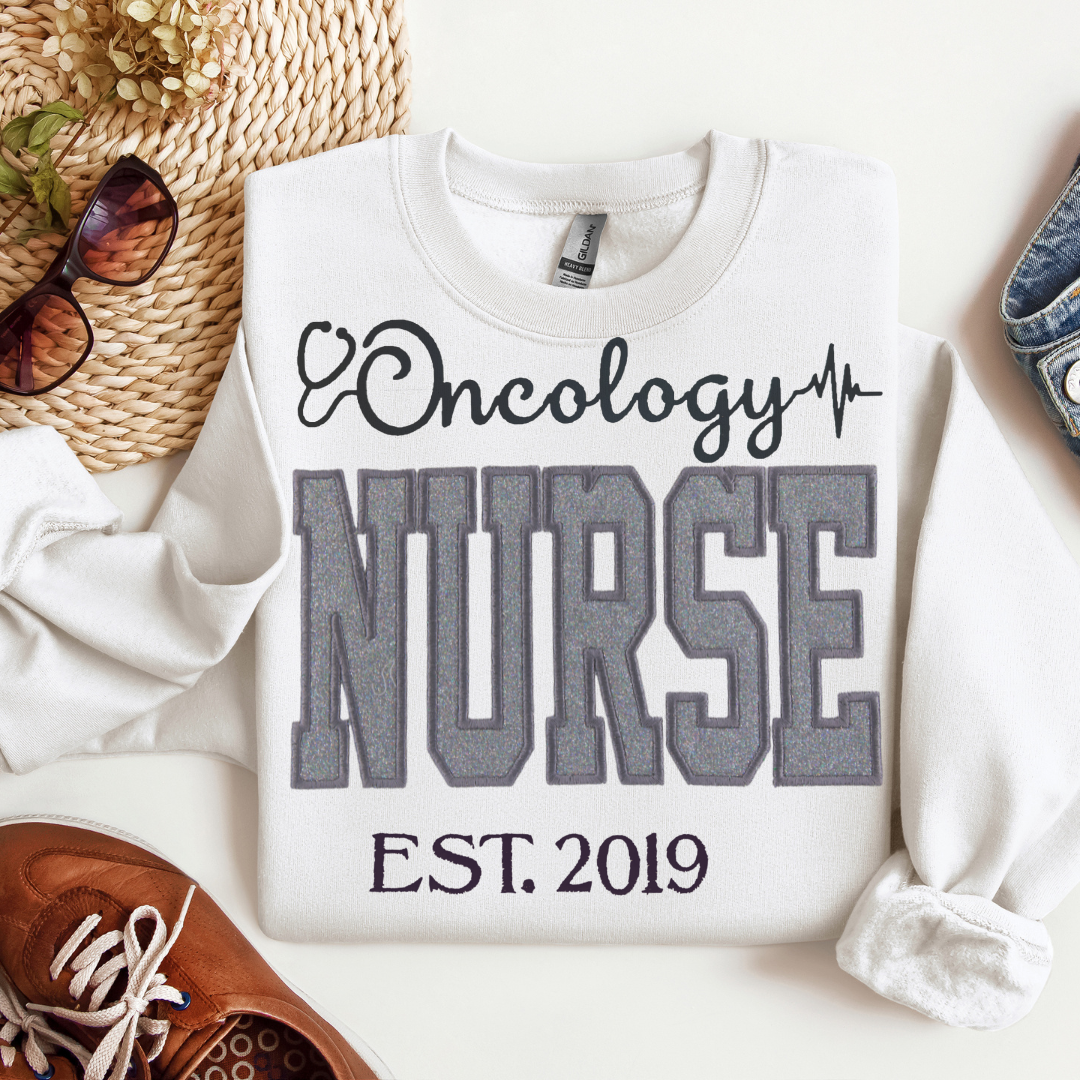 Grey Glitter Oncology Nurse Hoodie