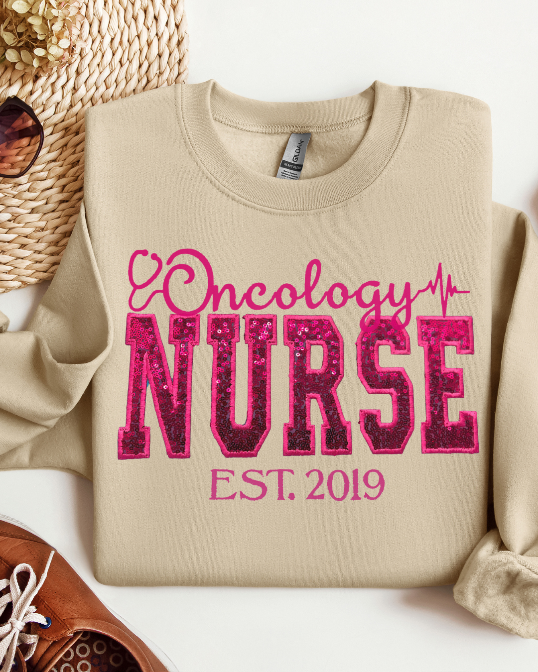 Sequin Glitter Oncology Nurse Crewneck