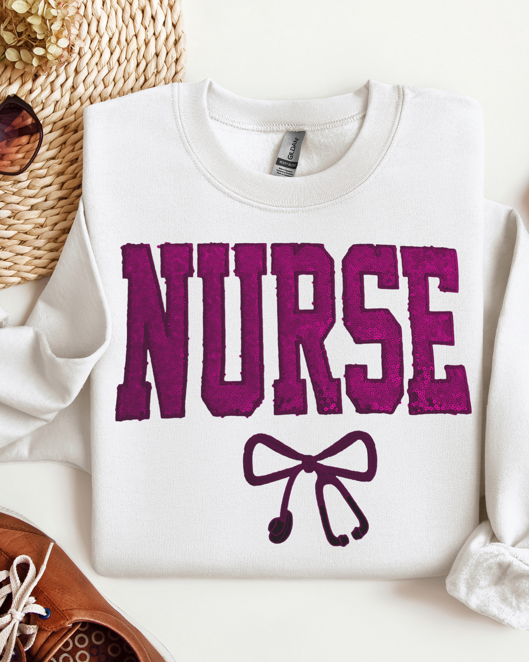 Sequin Glitter Nurse Embroidery Sweatshirt
