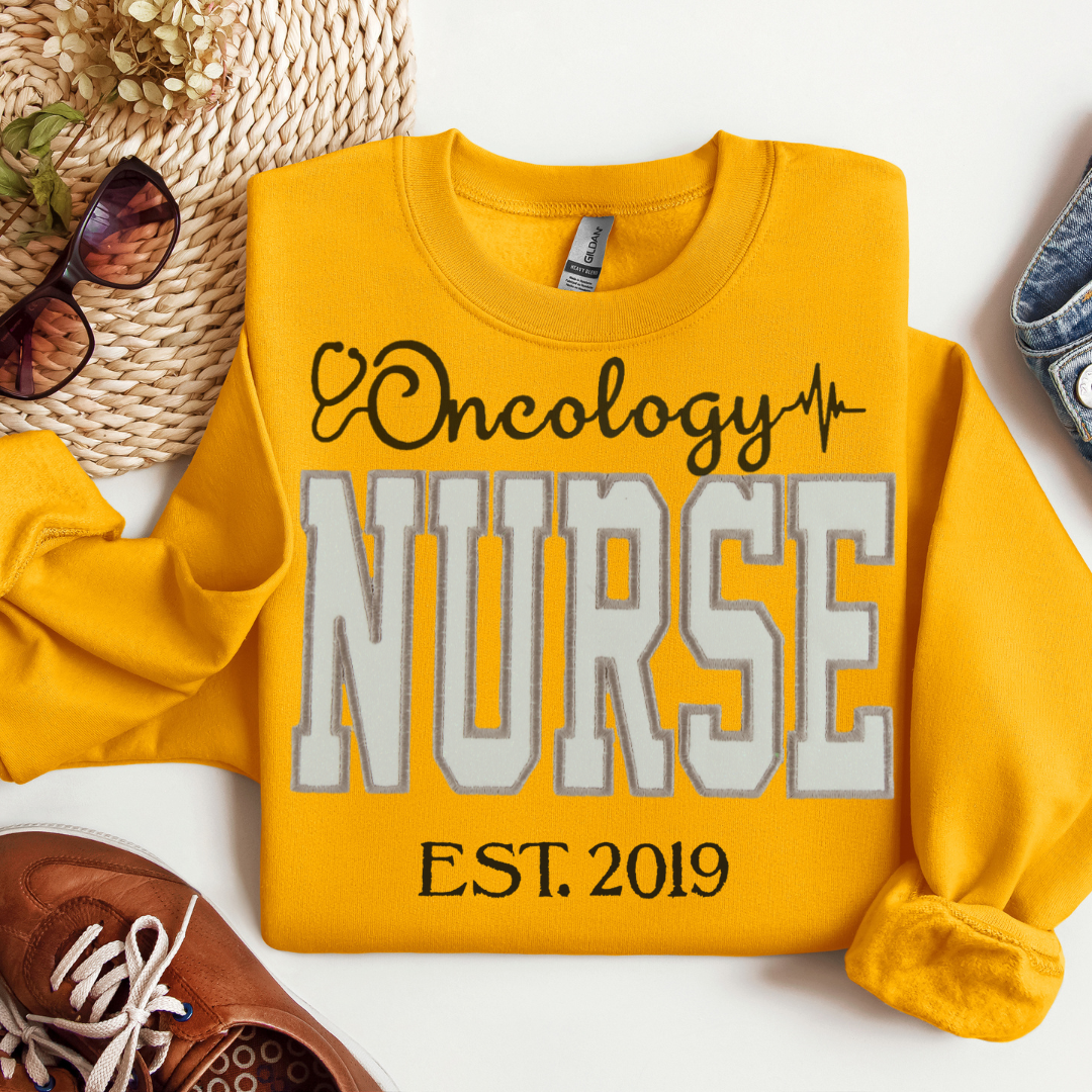 White Glitter Oncology Nurse Sweatshirt