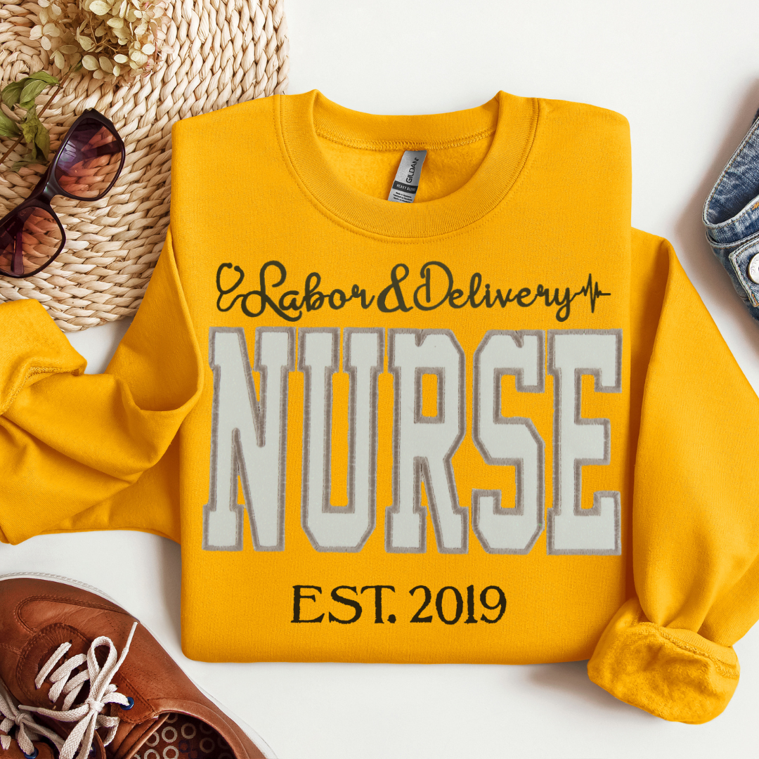 White Glitter L&D Nurse Sweatshirt