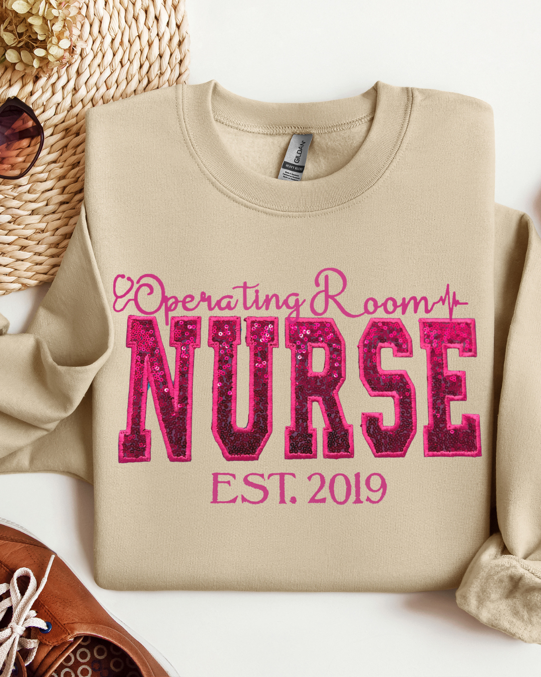 Sequin Glitter Operating Room Nurse Crewneck