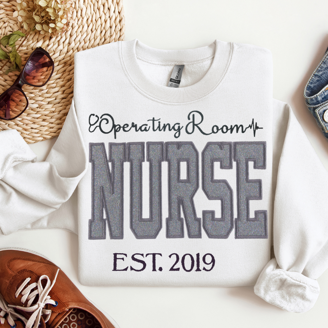 Grey Glitter Operating Room Nurse Hoodie