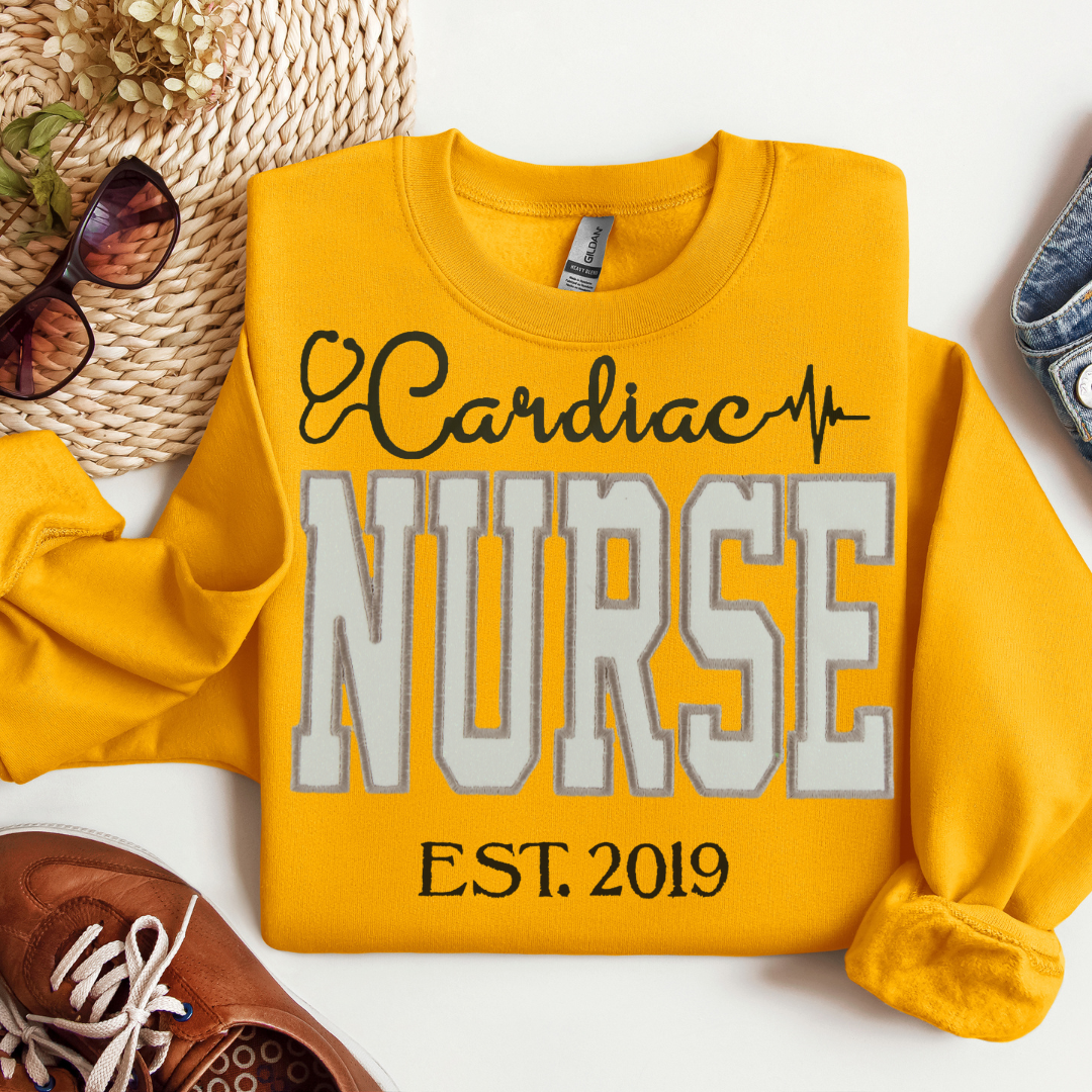 White Glitter Cardiac Nurse Sweatshirt