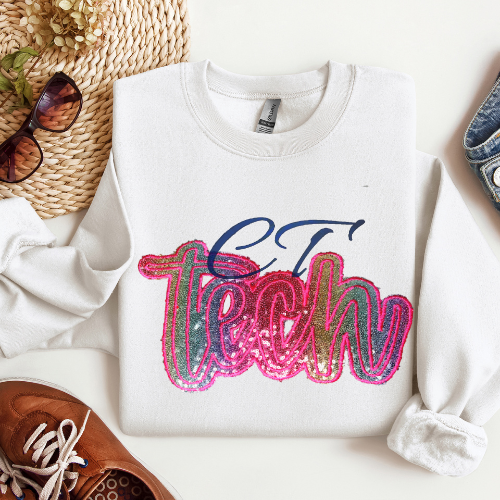 Sequin Glitter CT TECH Embroidery Crewneck