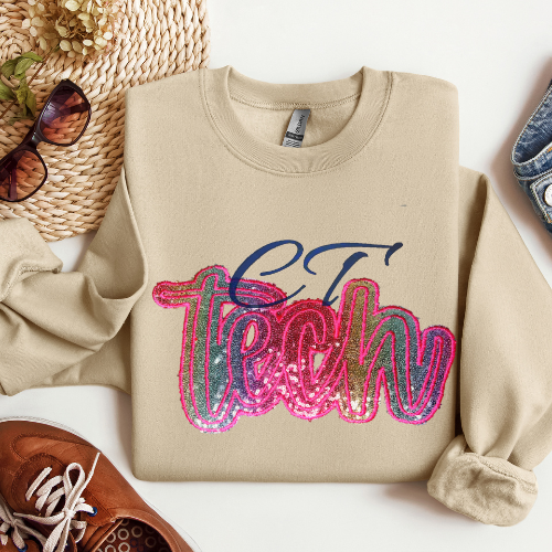 Sequin Glitter CT TECH Embroidery Crewneck