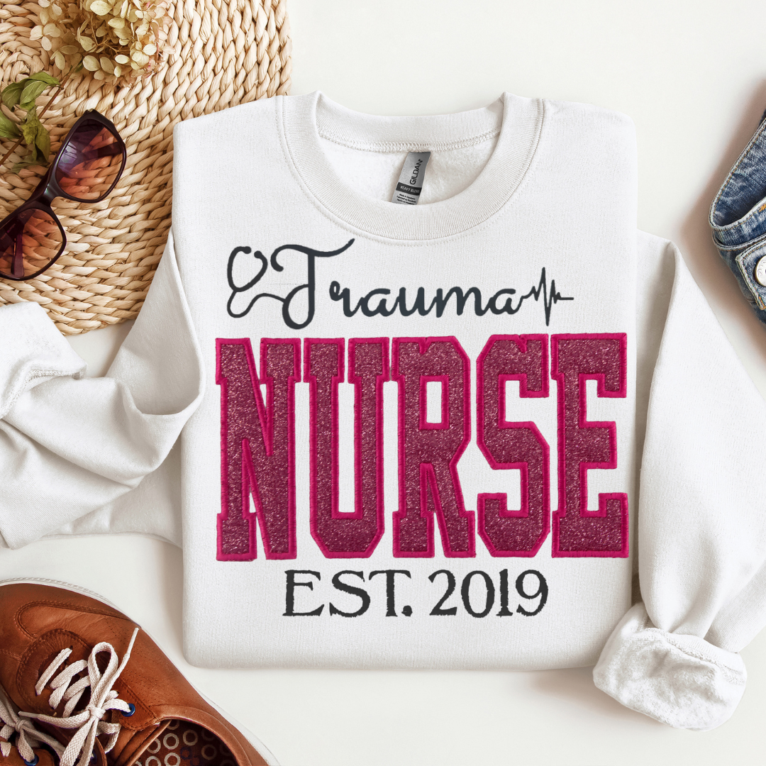 Pink Glitter Trauma Nurse Hoodie