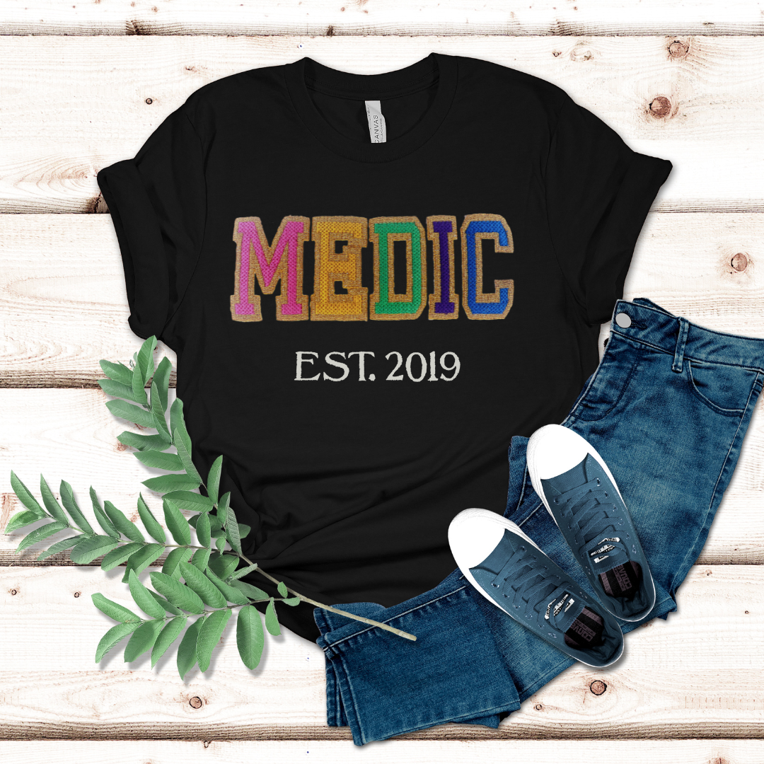 Faux Chenille Embroidery Paramedic T-Shirt