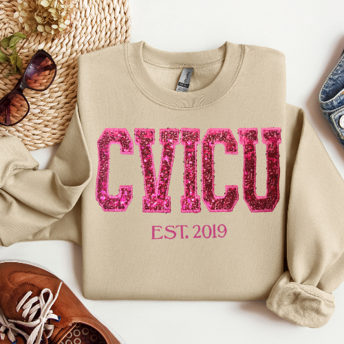 Sequin Glitter CVICU Embroidery Sweatshirt