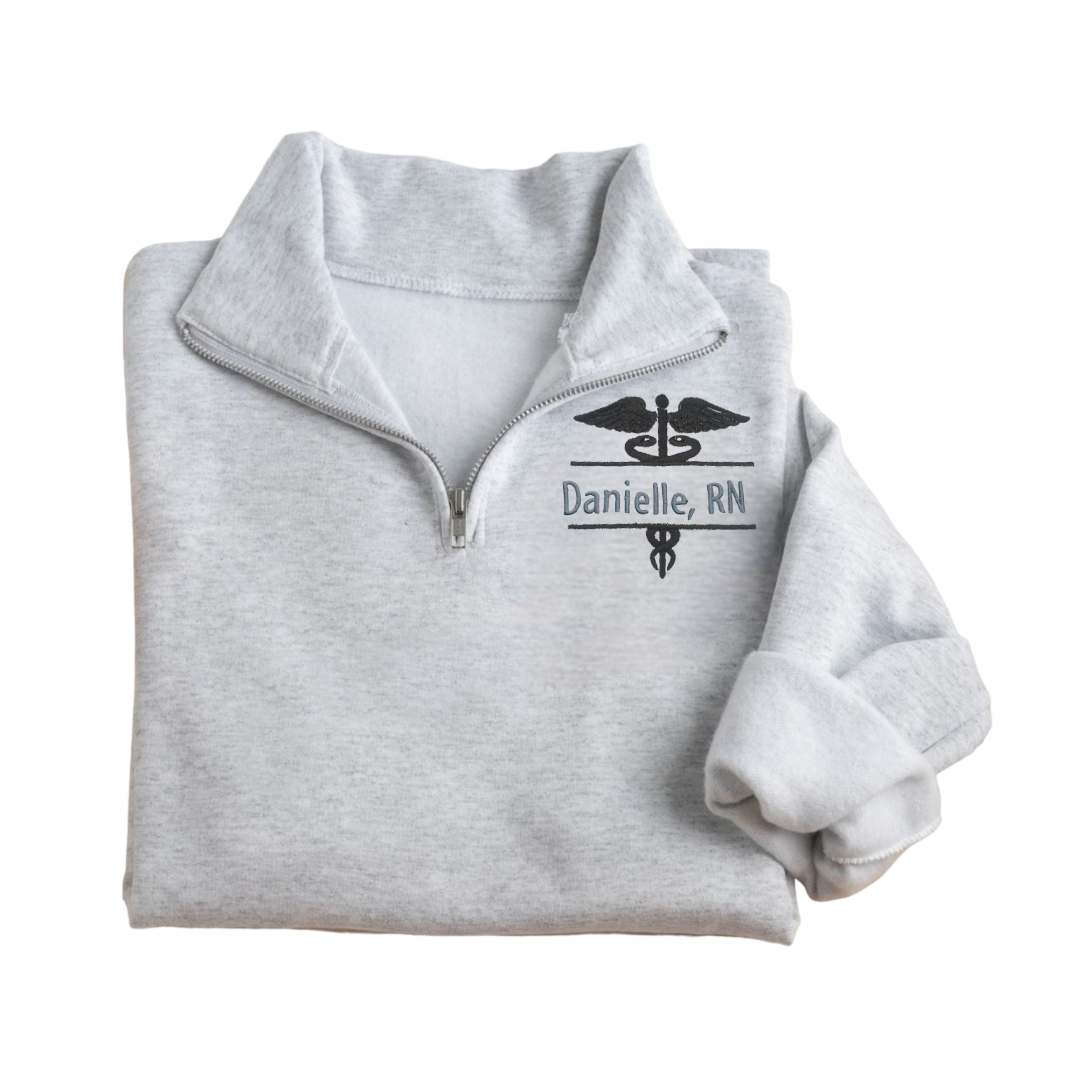 Split Caduceus Embroidery 1/4 Zip