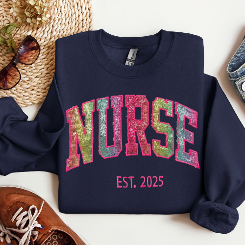 Sequin Rainbow Nurse Sweatshirt