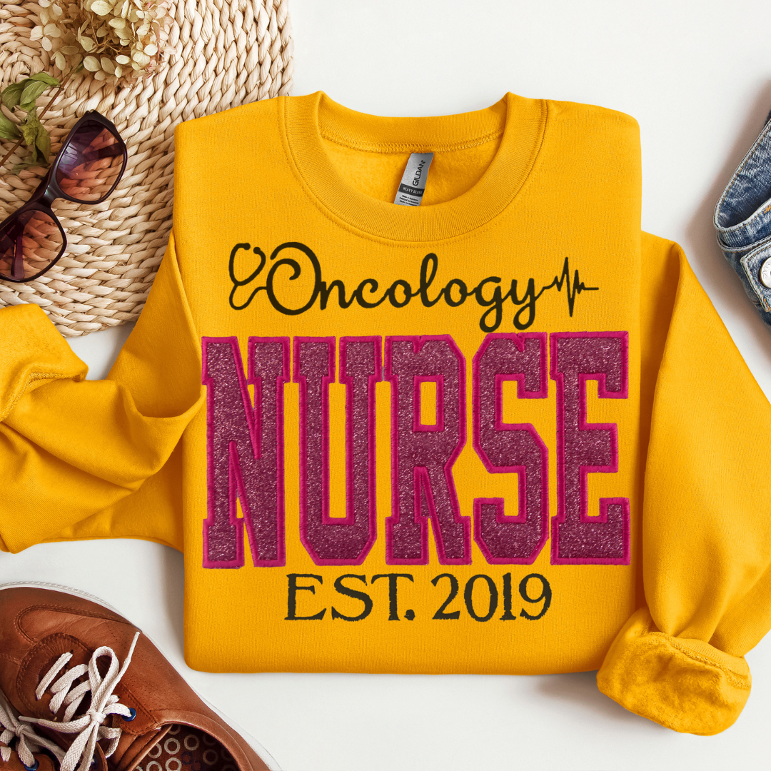 Pink Glitter Oncology Nurse Hoodie