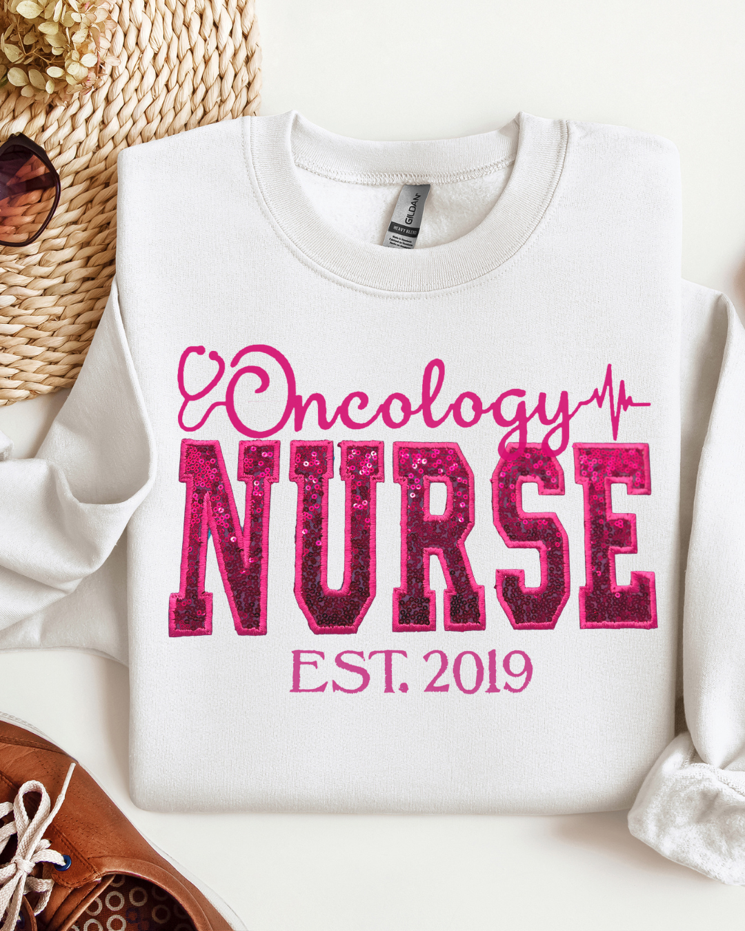 Sequin Glitter Oncology Nurse Crewneck