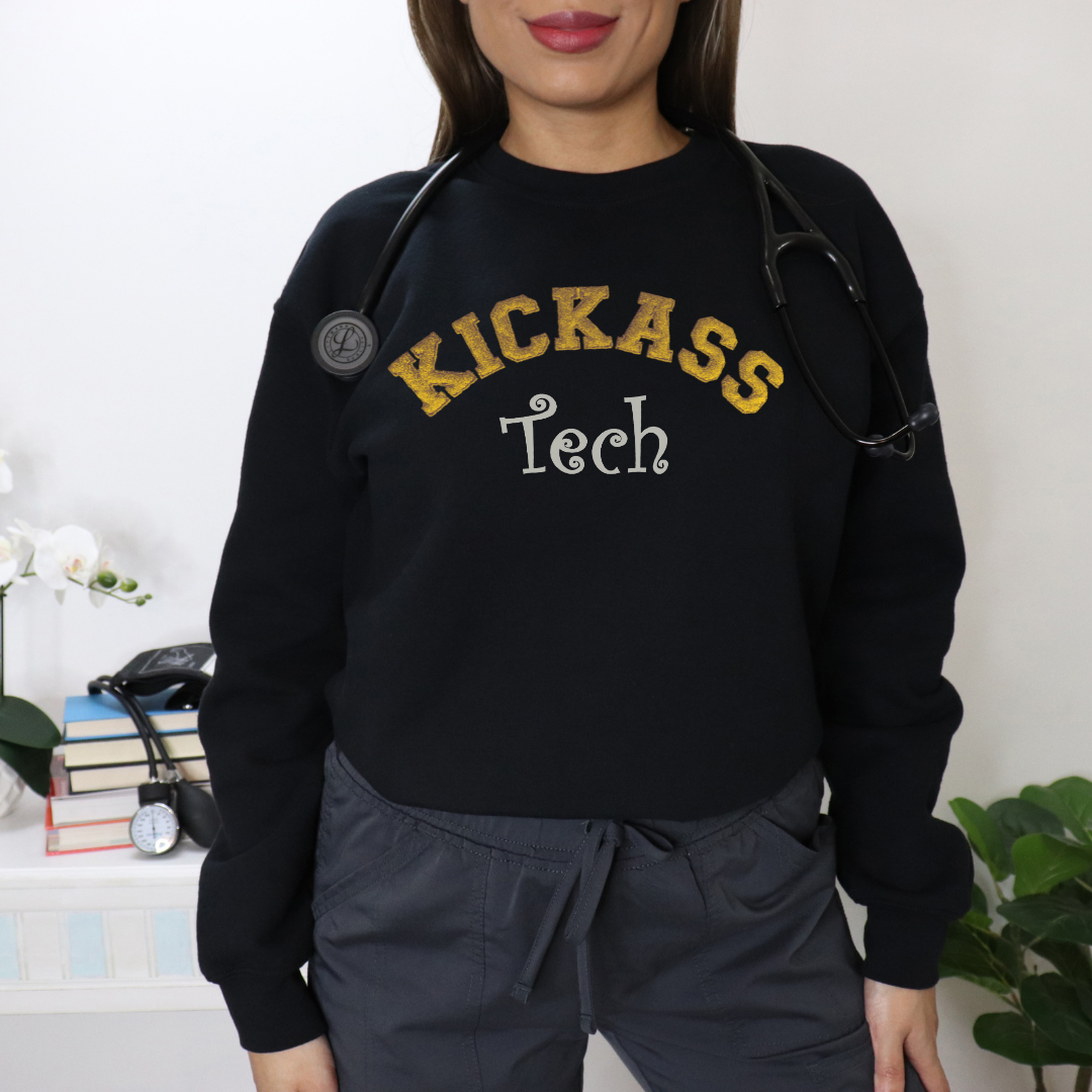 Kickass Glitter Nurse Tech Crewneck