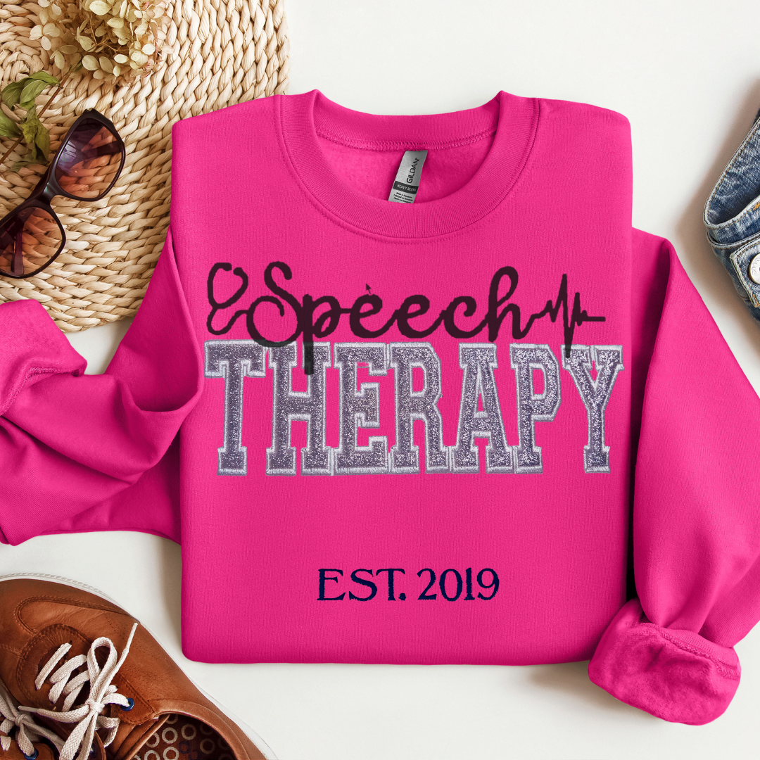 Glitter Speech Therapy Embroidery Sweatshirt
