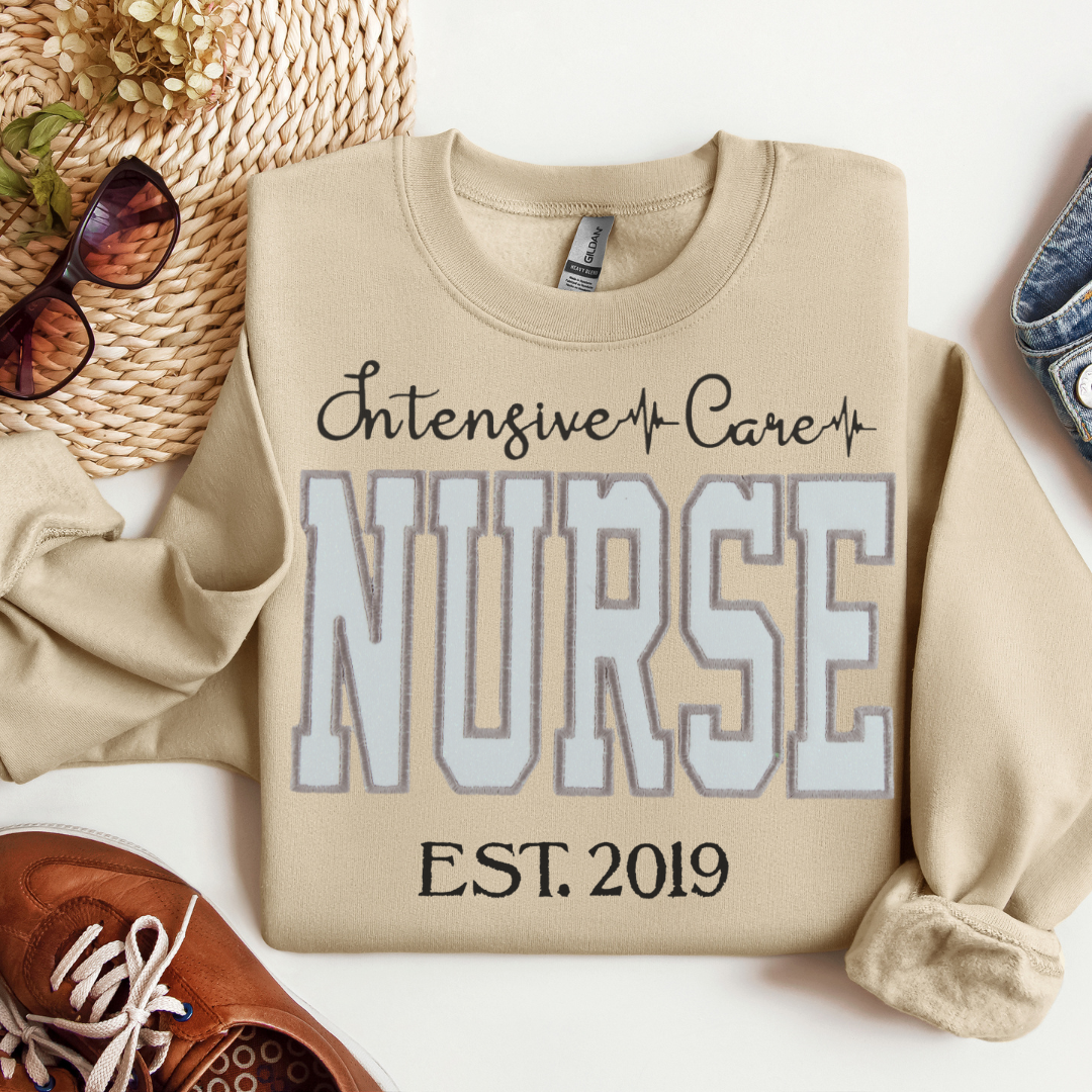 White Glitter ICU Nurse Hoodie