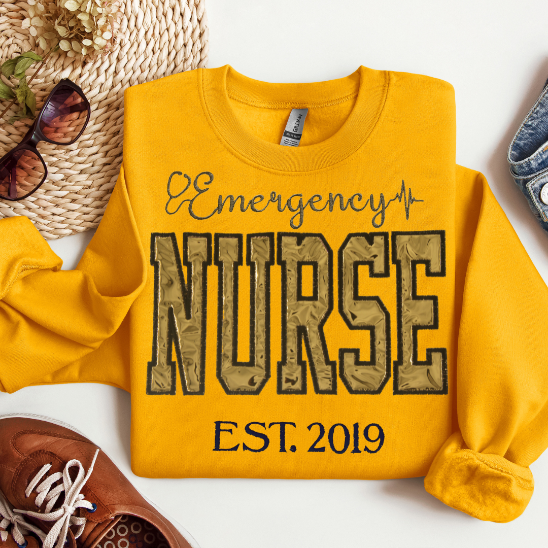 Gold Shiny Metallic Emergency Nurse