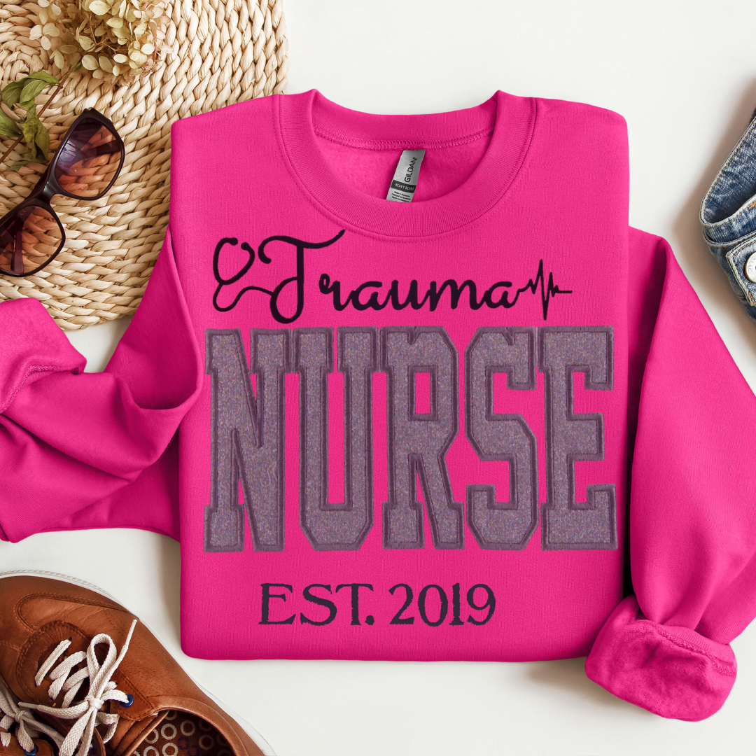 Grey Glitter Trauma Nurse Hoodie