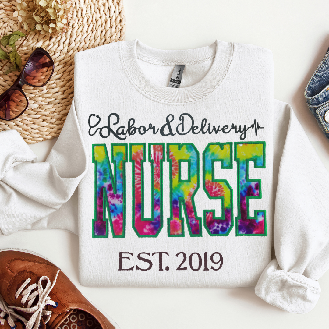Tie Dye L&D Nurse Crewneck