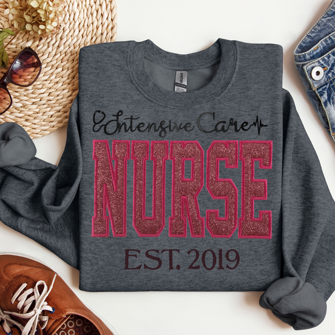Pink Glitter Intensive Care Nurse Hoodie