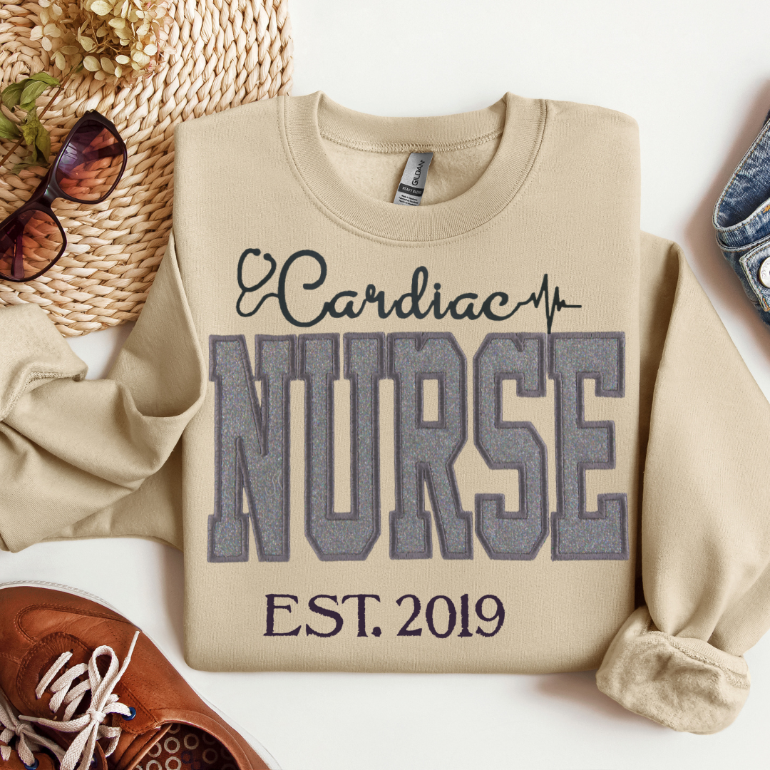 Grey Glitter Cardiac Nurse Hoodie